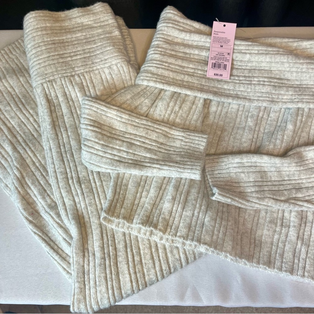 Cozy Ribbed Knit Sweater and Skirt Set